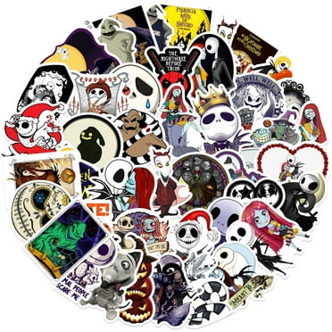 50Pcs The Nightmare Before Christmas Stickers, Waterproof Vinyl Cartoon Decal for Teen Water Bottle Bike Guitar Phone Skateboard Luggage