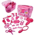 thumbnail image 6 of Rirool Little Girl Makeup Kit Pretend Play Hair Station with Case Kids Beauty Salon Set Toys, Hairdryer, Brush,Mirror & Styling(17pcs), 6 of 8
