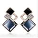 thumbnail image 1 of Trendy Simple Cubic Zirconia Stud Earrings Geometric 3D Cube Triangle Square Diamond Multilayer Earrings for Women and Girls (Blue) blue -, 1 of 4