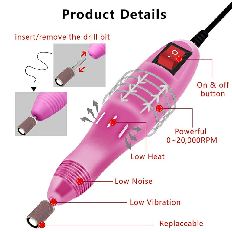 ZPL Electric Nail Drill Machine Set, Low Noise Nail File Gel