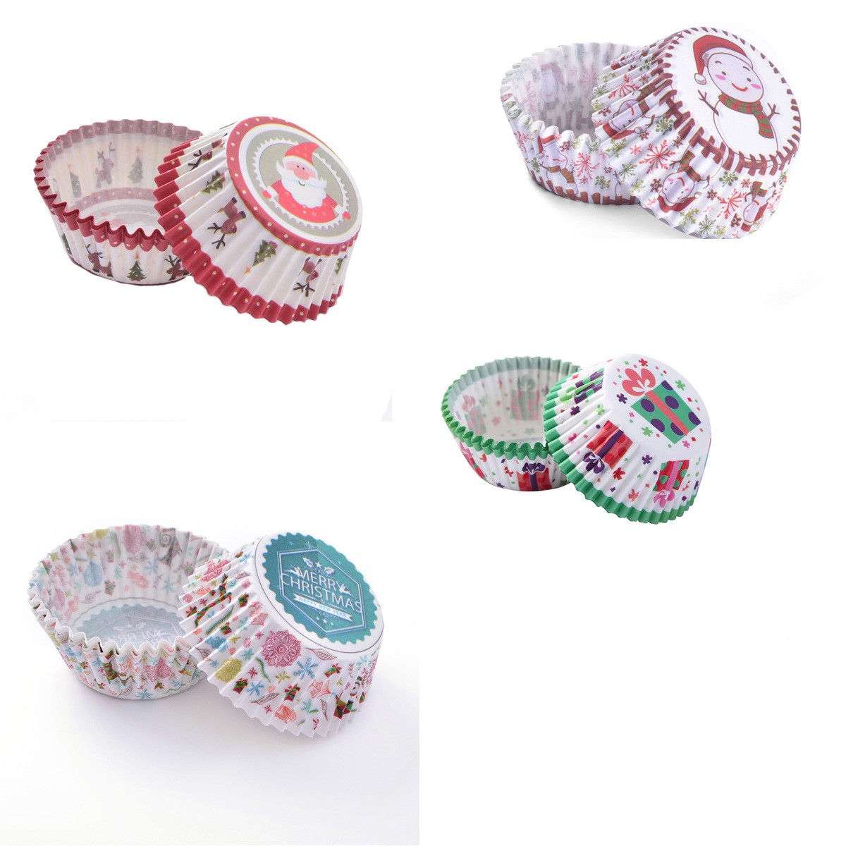 400pcs Cupcake Baking Wrappers Xmas Printed Pattern Muffin Liners