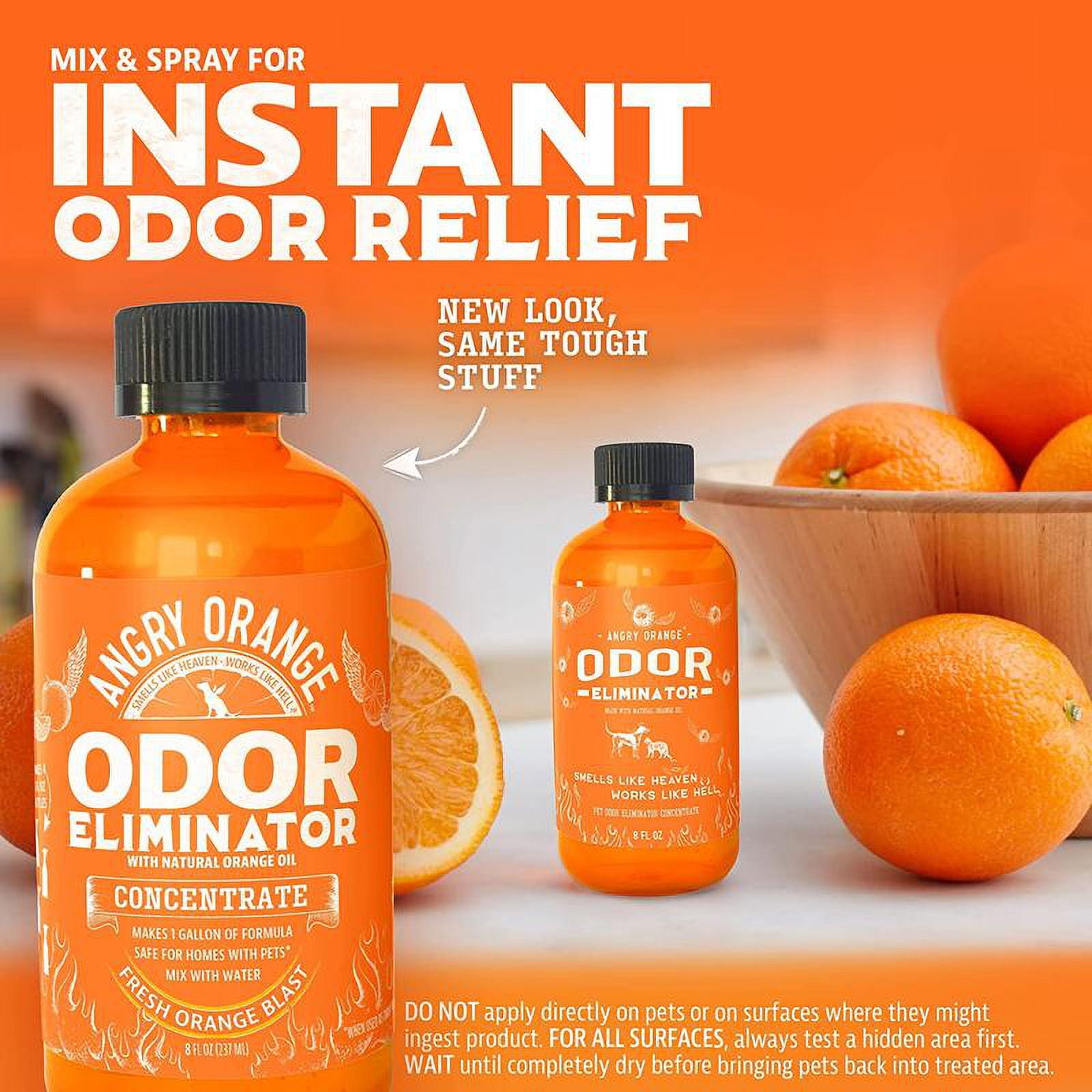 Angry Orange Pet Odor Eliminator Concentrate 8oz Makes 128oz of Liquid Dog and Cat Pee Smell Remover for Carpet Grass Tile and Furniture
