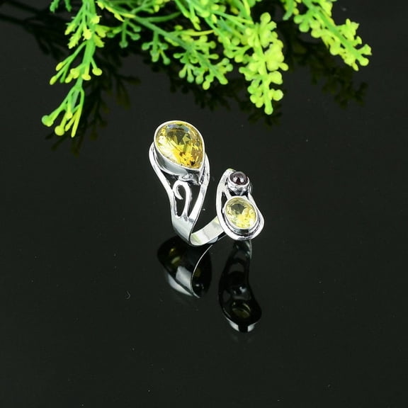 Natural Citrine Gemstone Handmade 925 Sterling Silver Gift Ring Size 6