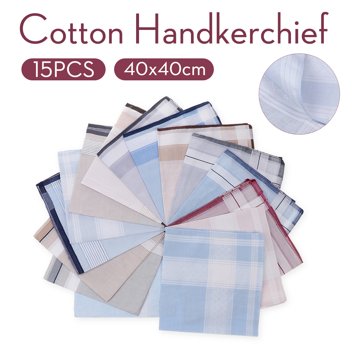 15/30/60Pcs Cotton Handkerchiefs Set, Soft Square Pocket Handkerchief