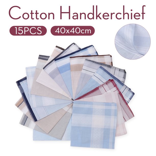 15/30/60Pcs Cotton Handkerchiefs Set, Soft Square Pocket Handkerchief