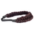 thumbnail image 5 of DIGUAN Messy Wide 2 Strands Synthetic Hair Braided Headband Classic Chunky Plaited Braids Elastic Stretch Hairpiece Women Girl Beauty Boho accessory, 62g/2.1 oz (Dark Burgundy), 5 of 5