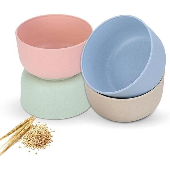Unbreakable Cereal Bowl,Wheat Straw Bowl,Reusable 15oz Bowls for Children,Perfect for Cereal,Soup and Rice,15 Oz Reusable Bowl,Dishwasher & Microwave Safe,4 Pack,Multi-Color