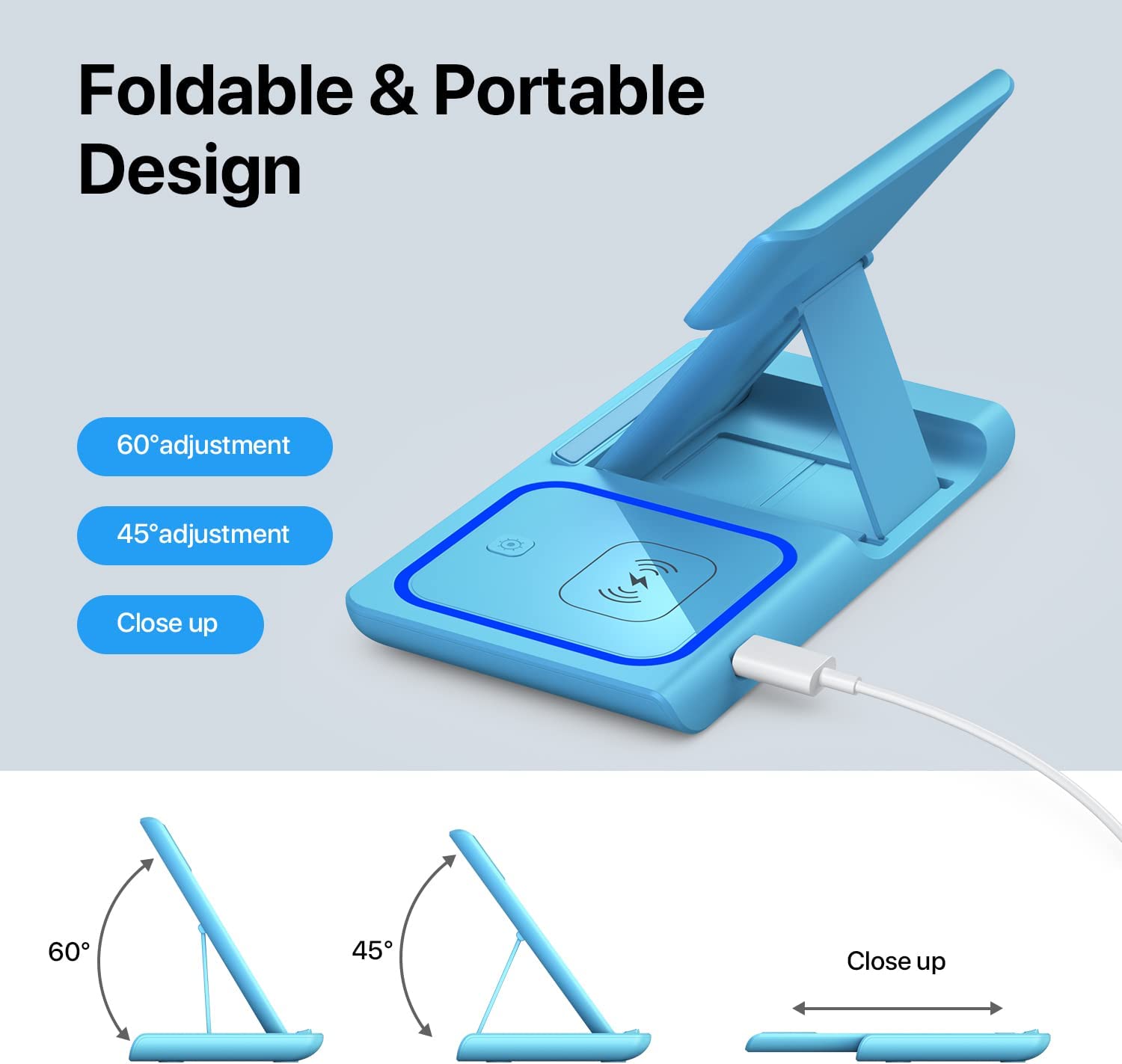 Wireless Charger, 3 in 1 Wireless Charging Station, Fast Wireless Charger Stand for iPhone 14/13/12/11/Pro/Max/XS/XR/X/8/Plus, for Apple Watch 7/6/5/4/3/2/SE, for AirPods 3/2/Pro