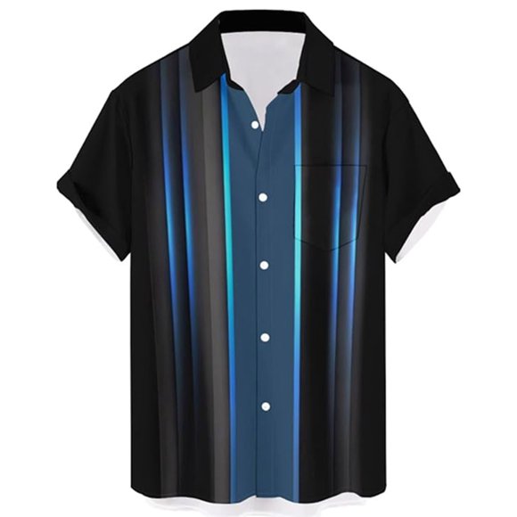Men's Summer Casual Bowling Shirt Short Sleeve Button Down Tropical Wear