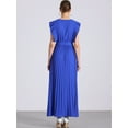 thumbnail image 3 of DARING DIVA Maxi Ruffled Sleeve V Neck Pleated Dress S Royal Blue, 3 of 6
