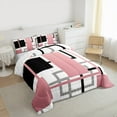 thumbnail image 3 of Manfei Pink Square Bedding Comforter Set for Adult, Abstract Ombre Twin Comforter Sets, Modern Fashion Style Reversible Bedding Set, Super Cozy Room Decor, 2-Piece, 3 of 8