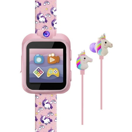 iTech Junior Girls Earbuds & Smartwatch Set - Pink Unicorn Print 900228M-40-PNP