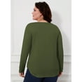 thumbnail image 4 of JYLFC Womens Plus Size Shirts Long Sleeve V Neck Loose Casual Basic Tops, Green 5XL, 4 of 5