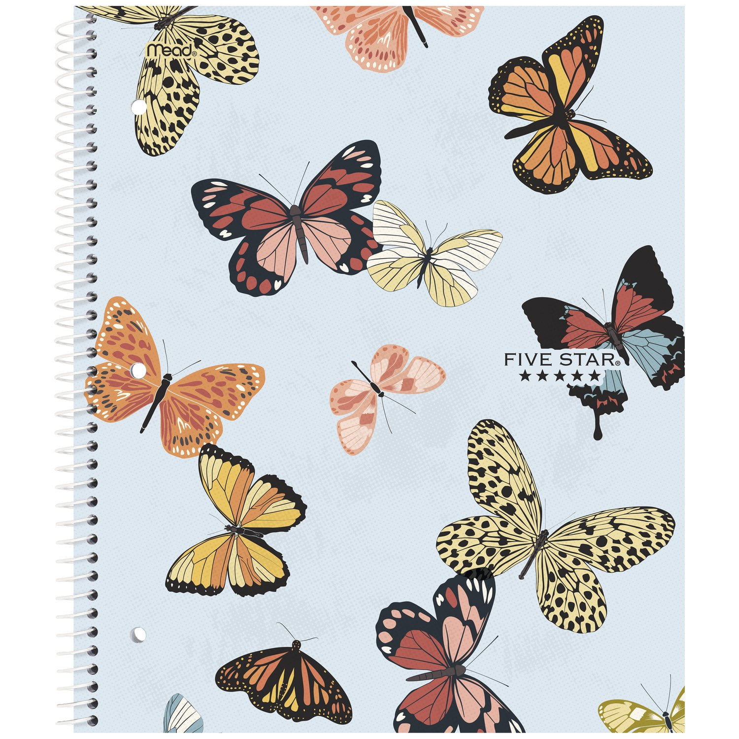 Five Star Butterlies Notebook Plus Study App, 1 Subject, Wide Ruled, 8" x 10.5"