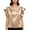 Khaki, variant on ATOYSOY Ladies Beaded Crew Neck Flowing Sleeve Satin Tops Gloss Elegant Blouses Breathable Comfy Feel Oversized Cut Versatile Garment For Dinner Vacation Working Daily Wear