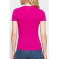 thumbnail image 3 of Women's Casual Short Sleeve Solid V-Neck W/Pocket Rib Top, 3 of 4