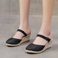 thumbnail image 2 of Sandales Espadrilles à Talon Compensé pour Femmes, Bride à la Cheville à Boucle, Sandales Plateforme Décontractées d'Été, Chaussures pour Femmes à Bout Fermé, Compensées Rétro, 2 of 9