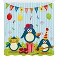 thumbnail image 3 of Ambesonne Birthday Shower Curtain, Birthday Penguin, 69"Wx70"L, Fern Green Pale Blue, 3 of 3