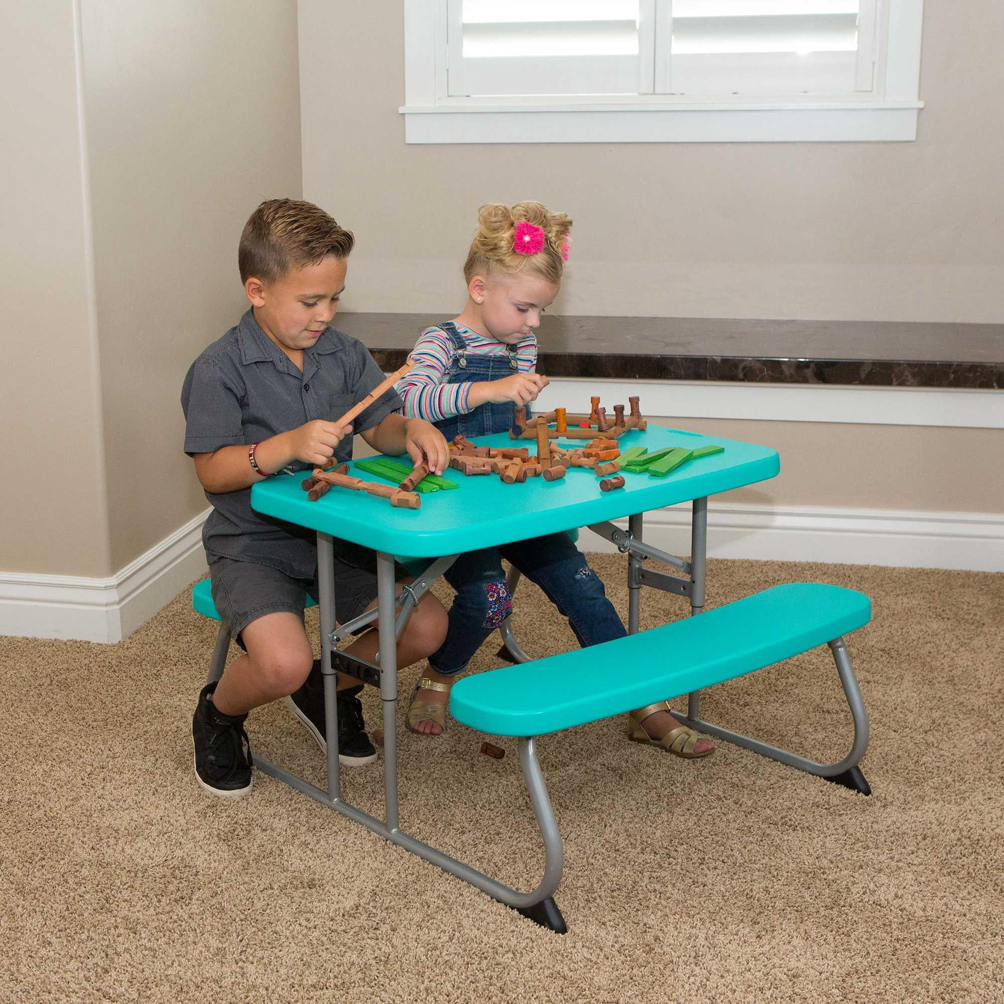 Lifetime Kids Indoor/Outdoor Polyethylene Picnic Table, Aqua (60219)
