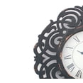 thumbnail image 2 of Round Metal Wall Clock with Scroll Design Frame, Antique Black, 2 of 2