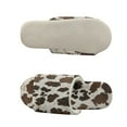 thumbnail image 5 of COEQINE Brown Cow Skin Print Slippers for Women Fall Winter Fluffy Slippers Comfortable Open Toe House Shoes Lightweight Warm Indoor Home Slides for Travel Hotel Bedroom, 36-37, 5 of 7