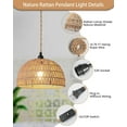 thumbnail image 4 of Rattan Hanging Lamp,Boho Pendant Lights,Plug in Cord Hanging Rattan Light,Plug Into Wall Outlet Pendant Light Fixture On/Off Switch for Living,Dinner Room,Bedroom,Kitchen,for E26,without Bulb, 4 of 7