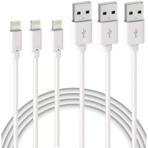 Lot de 3 Câbles pour iPhone 2M Charger Certifiés MFi, Câble Lightning avec Connecteur Résistant, Câble de Charge Rapide Compatible avec iPhone SE 2020 11 Pro TP XR 8 Plus 7 Plus 6s, Cordon pour iPad iPhone
