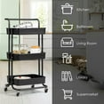 thumbnail image 5 of Gymax 3 Tier Rolling Cart W/Wheels Practical Handle&ABS Storage Basket Organizer Black, 5 of 10