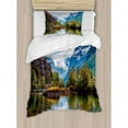 thumbnail image 3 of Nature Duvet Cover Set Queen Size, Norway Mountain Range with Snowy Peaks by the Lake Fishing Nordic Northern Landscape, Decorative 3 Piece Bedding Set with 2 Pillow Shams, Multicolor, by Ambesonne, 3 of 3
