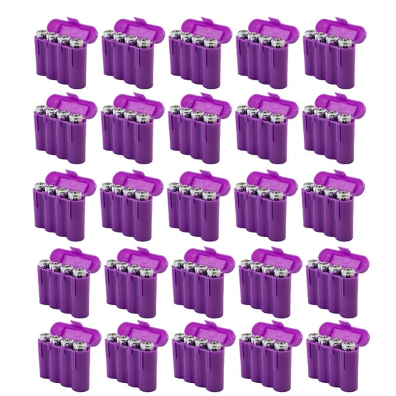 Twenty Five (25) EBC Battery AA AAA Purple Plastic Battery Storage Case Holder Box USA Ship