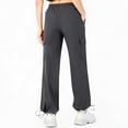 thumbnail image 4 of Women's Wide Leg Sweatpants Drawstring Waist Baggy Cargo Pants Casual Elastic Waisted Trousers with Pockets Gray 2XL, 4 of 5