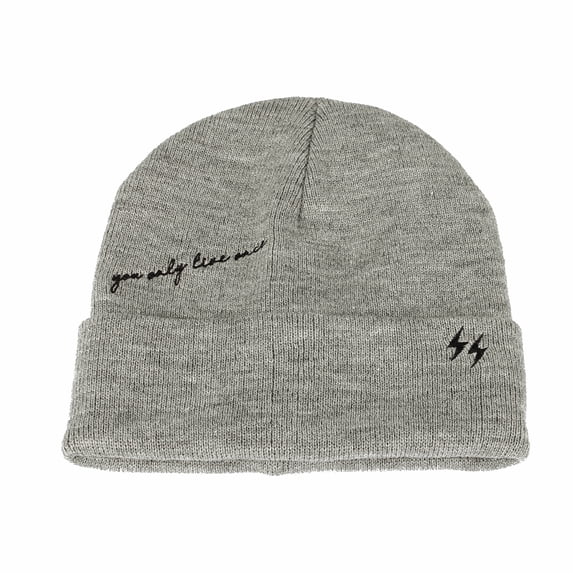WITHMOONS Knitted Beanie Hat You Only Live Once Watch Cap CR51101 (Grey)