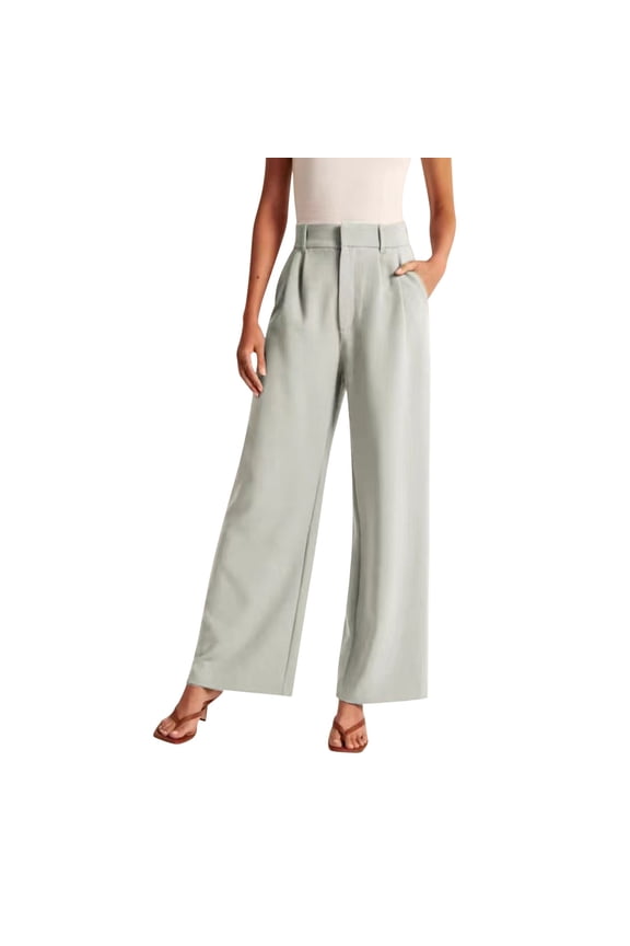 Pants for Women Elastic Wide Leg Work Business High Waisted Dress Flowy Trousers Office Casual Womens Pants Mint Green XXL
