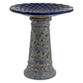 thumbnail image 1 of Sunnydaze Rennes Ceramic Bird Bath with Lava Finish -Blue Glazed Bowl with Blue Distressed Ceramic Finish - 22.5", 1 of 10