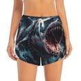 thumbnail image 2 of Balery Wave Chain Shark Pantalones cortos deportivos para mujer con forro y dos bolsillos, elásticos, para entrenamiento, gimnasio, yoga-Large, 2 of 7
