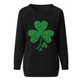 thumbnail image 4 of Goodeals Oversize Women's St Patricks Day Sweatshirt Sequin Lucky Shamrock Print Shirts Irish Gift Casual Long Sleeve Crewneck Pullover Tops Loose Fit Outfits(Black,L), 4 of 5