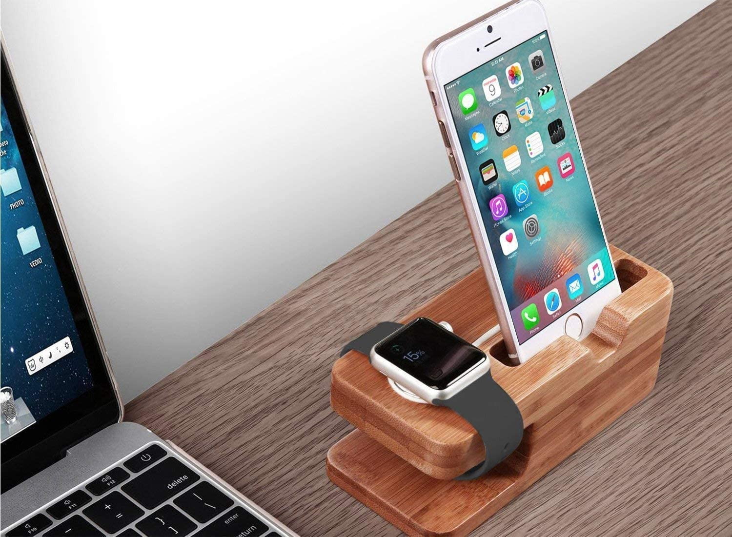 Watch Stand, AICase iWatch Bamboo Wood Charging Holder for Apple Watch \u0026  iPhone X/ 8/8 Plus/ 7 Plus 6 6 Plus 5S 5 | Walmart Canada