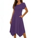thumbnail image 1 of Mujeres Manga Corta Tops Estilo Casual Cuello Redondo Sólido Irregular Doblado Vestido, Vestido de Manga Corta para las Mujeres Falda Primavera Verano Diario, 1 of 6