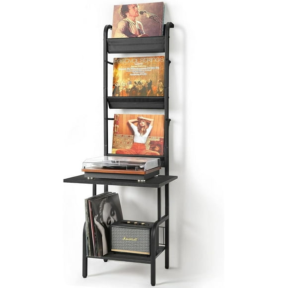Record Player Stand with Vinyl Storage, Record Player Table with Vinyl Record Storage up to 200 Albums, Turntable Stand with Record Holder Vinyl Display Shelf, Record Player Cabinet Organizer Rack