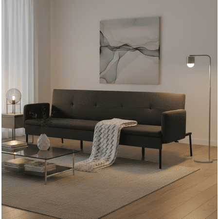 Gewnee 74.8 Inch Multi-Functional Convertible Futon Sofa Bed with Metal Bracket Joinery,Stable and Durable,Suitable for Living Rooms?Offices?Bedrooms(Dark Grey)