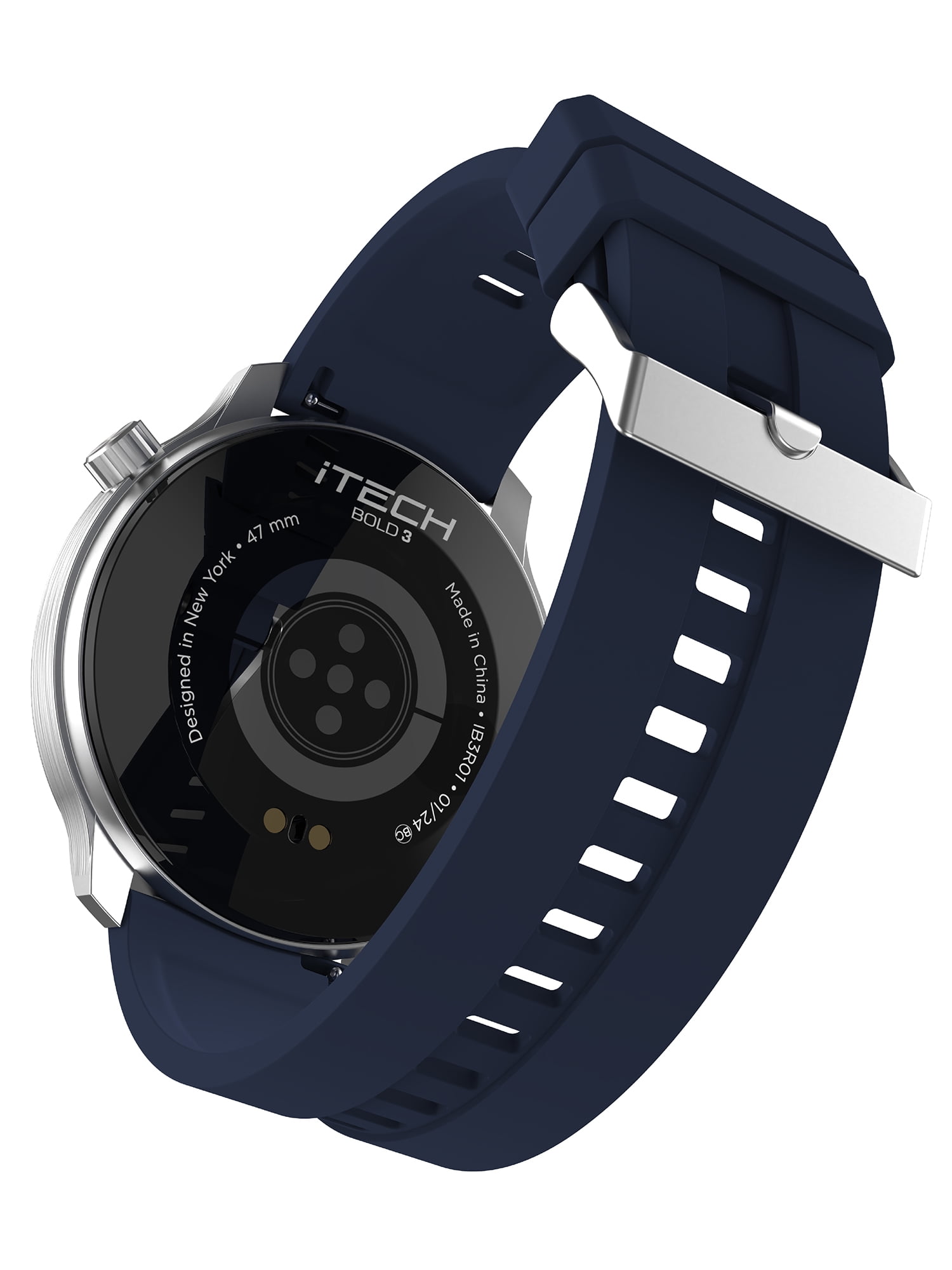 iTech Bold 3 Unisex Adult Smart Watch, Navy, Silicone Strap