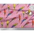 thumbnail image 2 of Soimoi Pink Heavy Satin Fabric Macaw Parrot Bird Decor Fabric Printed Yard 56 Inch Wide, 2 of 3