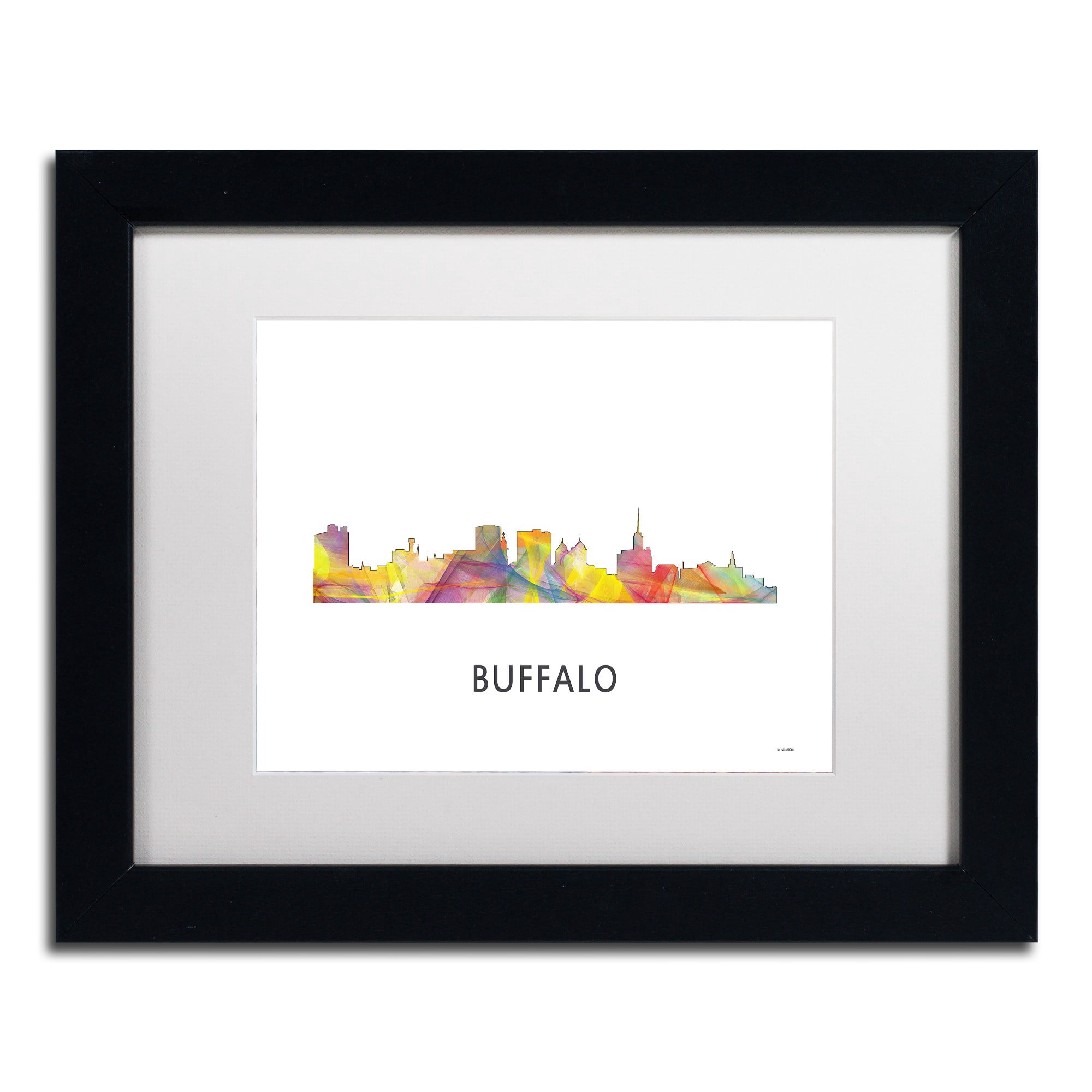 Trademark Fine Art 'Buffalo New York Skyline WB-1' Canvas Art by Marlene Watson, White Matte, Black Frame