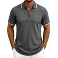 thumbnail image 2 of VgaVtl Polo for Men Short Sleeve Summer Knit Men's Tee Shirts Vacation Zipper Casual Collared Solid Color, 2 of 9