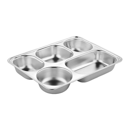 

Prep Serving Meal Steel Containers Food Lunch Plates Platters Set Separate Plate Divided Dinner Box Cutlery Restaurant