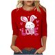 thumbnail image 1 of Camisetas Casuales de las Mujeres Impresas 3/4 Manga Cuello Redondo Blusa, Moda Ligera Superior para el Hogar Y el Uso Diario, Cómoda Imitación de la Tela Del Estante, 1 of 7