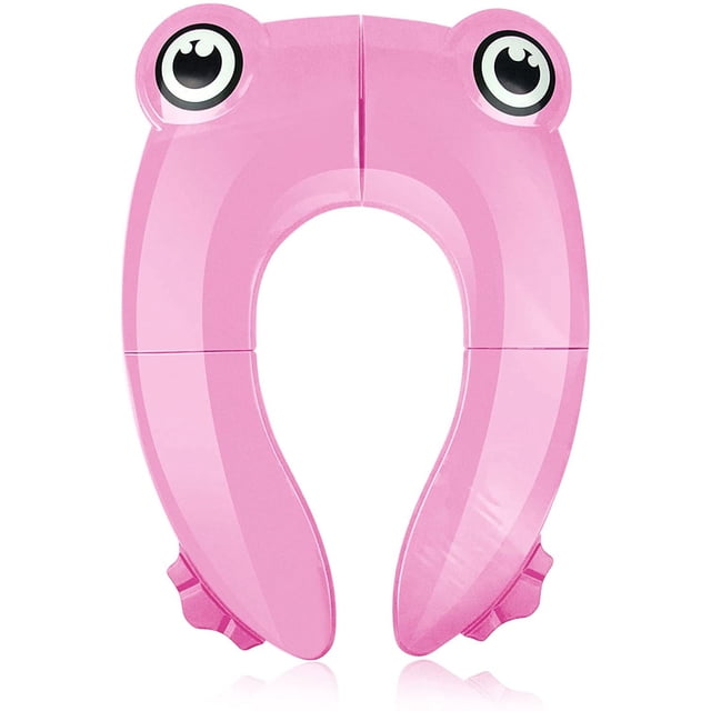 Asiento de inodoro de viaje, asiento de inodoro para bebé, asiento de inodoro plegable para niños, asiento de inodoro para niños, asiento de inodoro plegable de viaje con 1 bolsa de transporte, rana