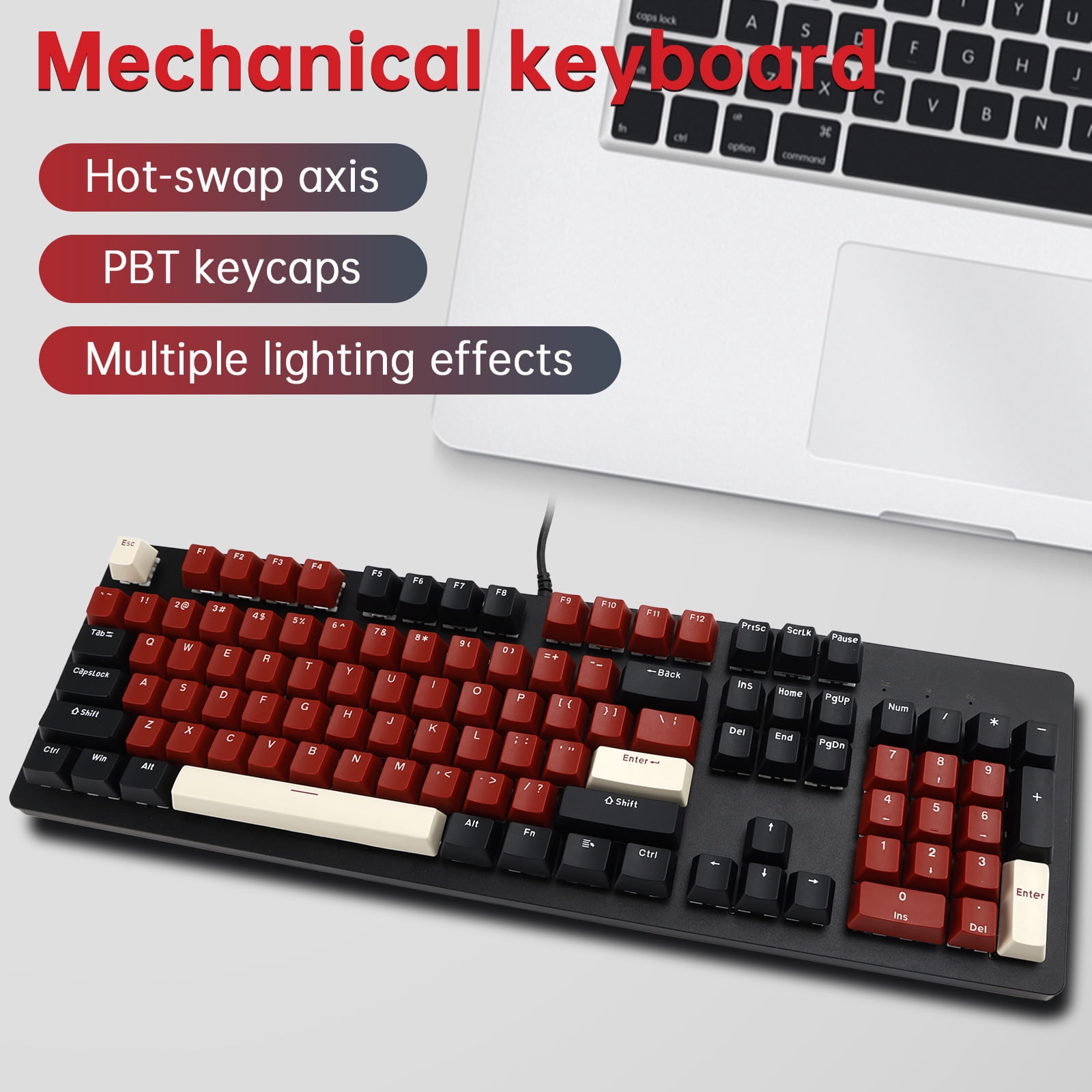 104-Key Wired Mechanical Linear Switch Gaming Keyboard Blue Switch Customizable