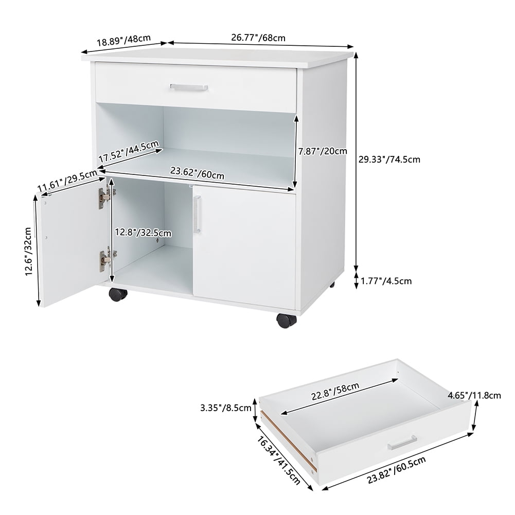 Kepooman Office File Cabinets, One Drawer One Layer Frame Double Doors MDF and PVC - White Kepooman Office File Cabinets, One Drawer One Layer Frame Double Doors MDF and PVC - White
