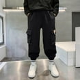 thumbnail image 4 of Edvintorg Black Cargo Pants Streetwear Elastic Waist Casual Sweatpants Trousers School Outfits 3-15 Years Boys Joggers with Pocket, 4 of 5